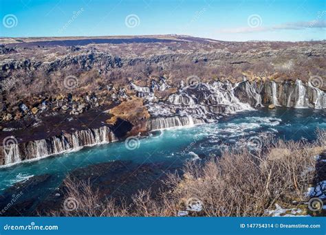 The Beautiful Hraunfossar Waterfalls Of Iceland Stock Photo Image Of