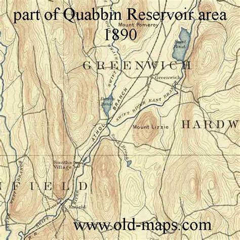 Quabbin Reservoir 1890 Usgs Old Topographic Map Before The Etsy Map