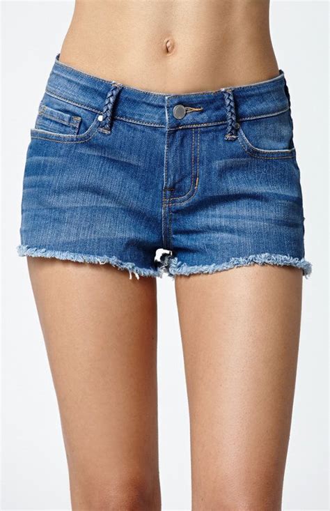 Kendall Kylie River Braid Low Rise Cutoff Denim Shorts At Pacsun Com Denim Shorts Kendall