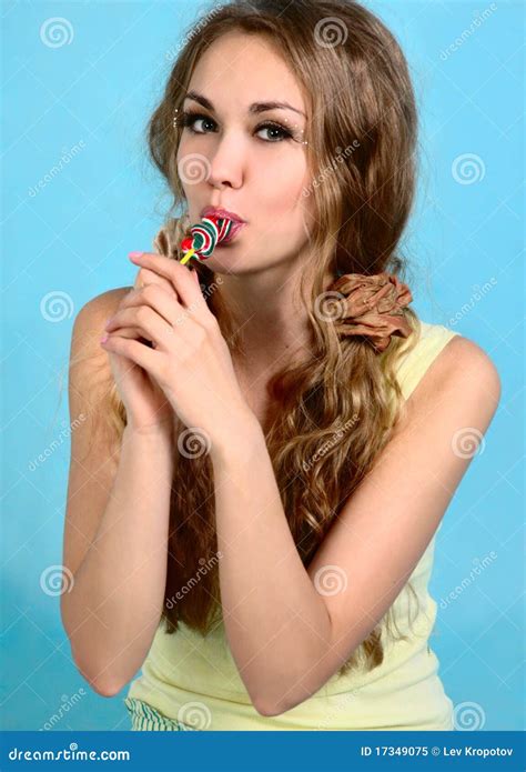 Girl With Candy Stock Image Image Of Pretty Beautiful 17349075