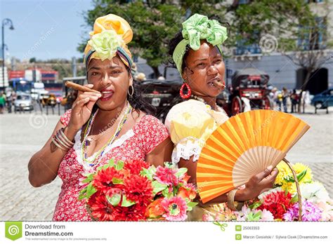 Cuban Women Posing For Tourists Editorial Stock Photo