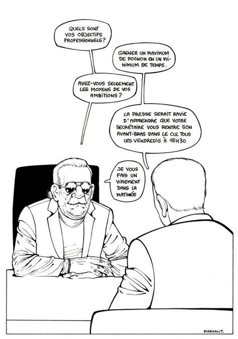 a comic strip with two men sitting at a table and one man talking to each other