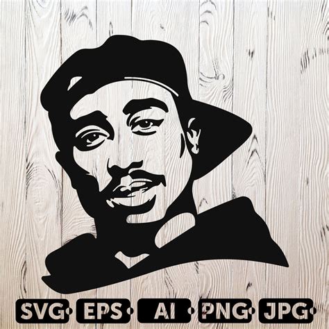 2pac Svg Cutting Files 5 Rapper Digital Clip Art Tupac Etsy