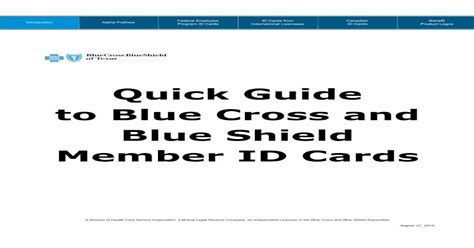 Quick Guide To Blue Cross And Blue Shield Member Id Cards · Member Id
