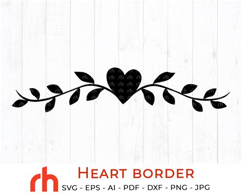 Heart Border Svg Heart Laurel Svg Leaves Border Svg Etsy