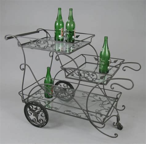 Vintage 1950s Wrought Iron Bar Cart By Woodard At 1stdibs
