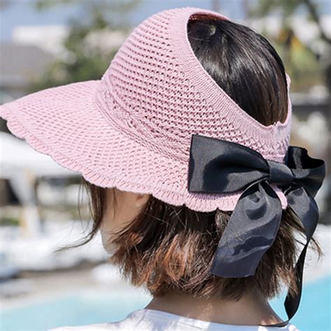 Travelwant Foldable Wide Brim Straw Hats Sun Visors For Women Bow