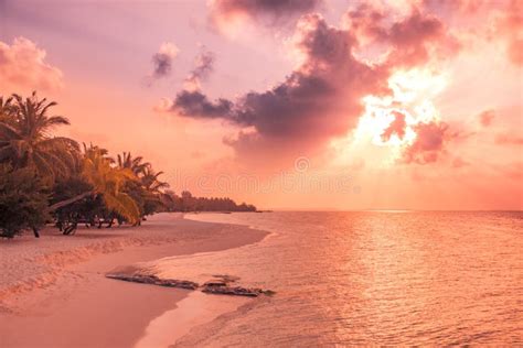 Relaxing And Calm Sea View And Beach Scene Open Ocean Water And Sunset