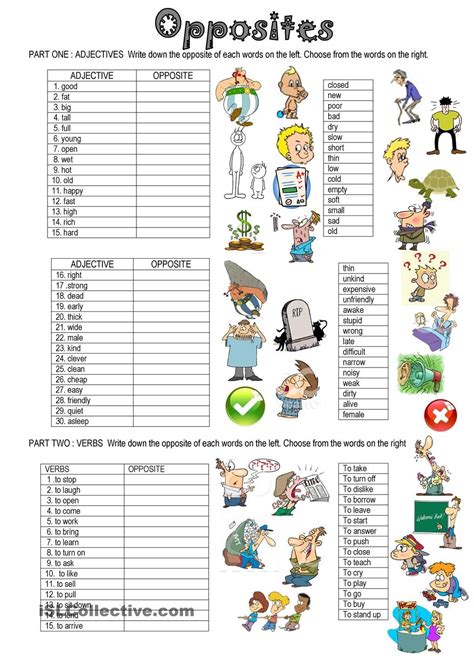 Adjectives And Opposites Worksheet