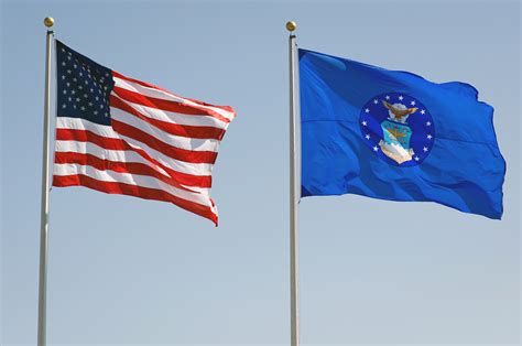 The American Flag And The Us Air Force Flag Fly Over The Ceremonial
