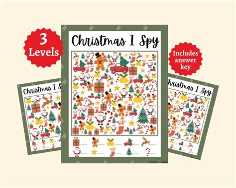 Christmas I Spy Game Printable Holiday Activity For Kids Digital