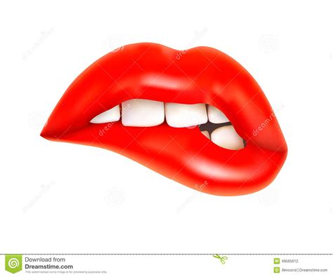 Woman Biting Her Red Lips Stock Vector Illustration Of Adult 49565612