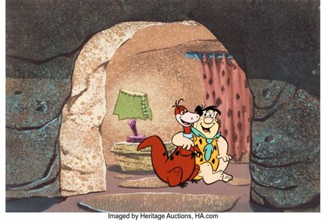 The Flintstones Fred And Dino Publicity Cel Hanna Barbera C1980 Von