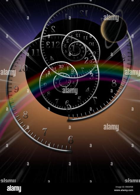 Spiral Clocks In Space The Myth Of Time Stock Photo Alamy