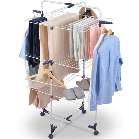 buy kingrack clothes drying rack 3 tier collapsible laundry rack stand garment drying station