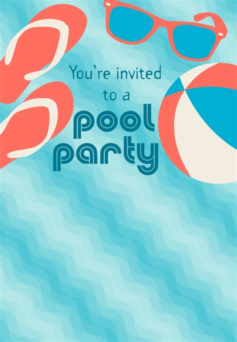 Blank Free Printable Pool Party Invitations Templates