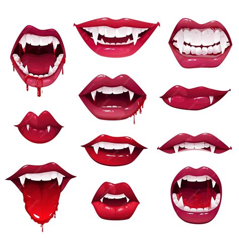 Premium Vector Vampire Mouths And Teeth Set Of Halloween Horror
