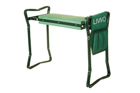 Livivo 2 In1 Folding Portable Garden Kneeler Foam Seat Knee Pad Padded Stool W Tool Bag Safe