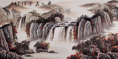 Easy mounting, no power tools needed. Creek Mountain Waterfall - Asian Art Landscape Painting ...