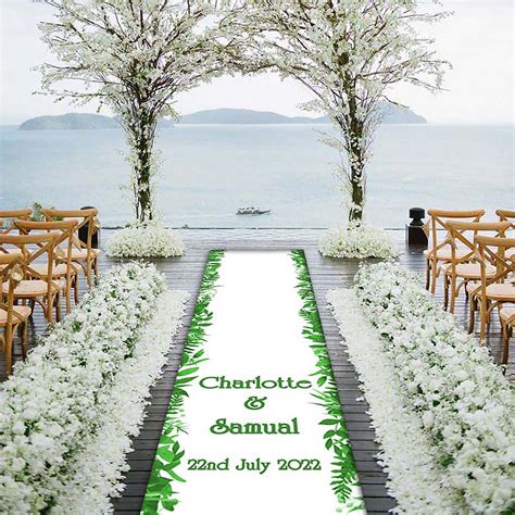Wedding Aisle Runner Green Foliage Border Personalized Etsy Uk