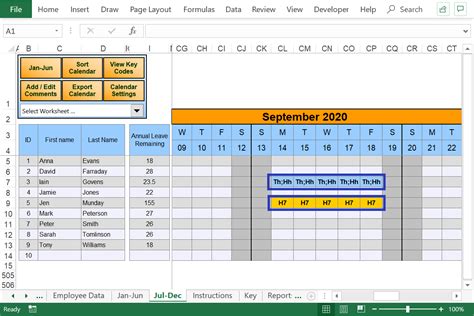 Excel Annual Leave Planner 2021