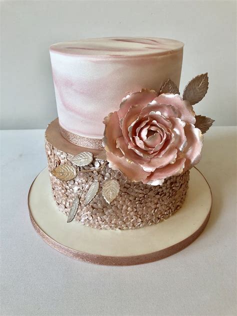 Rose Gold Sequin Wedding Cake Rose Gold Wedding Cakes Gold Wedding