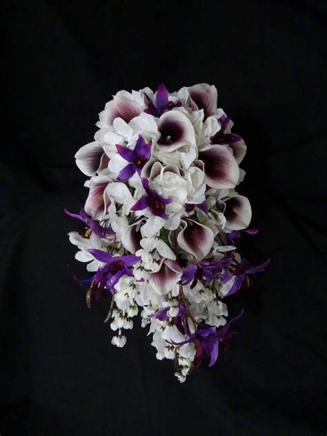 Cascading Picasso Calla Lily Hydrangea Bouquet Dendrobium