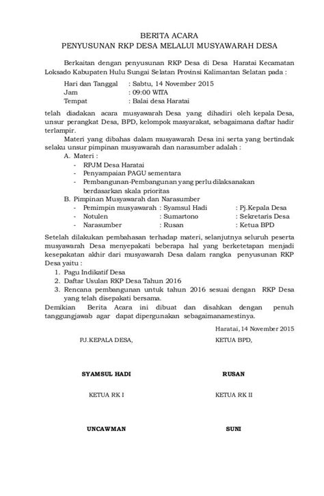 Contoh Berita Acara Musyawarah Dusun Viral Update