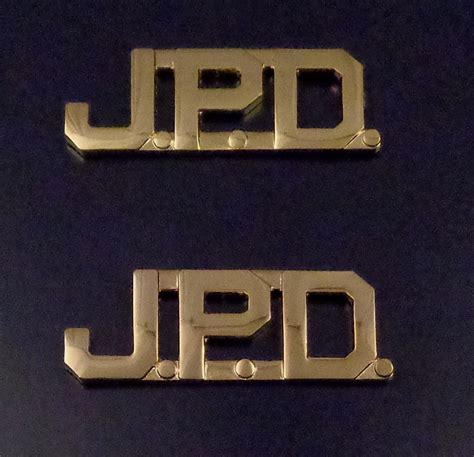 Jpd Polished Gold 12 Letters Collar Pins Insignia Police Dept Jpd