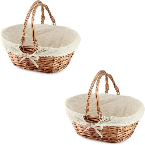 Cornucopia Wicker Baskets With Handles 2 Pack Natural