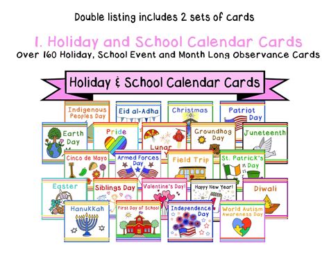 Holiday Calendar Cards And Fun National Days Card Double Etsy