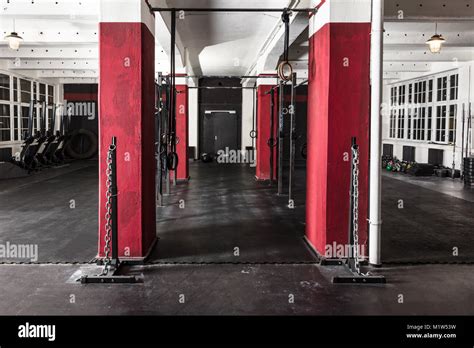 An Empty Gym Interior With Exercise Equipment Stock Photo Alamy