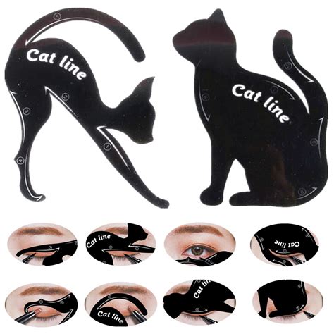 Hot Sale 2pcs Women Pro Eye Cat Line Stencils Eyeliner And Eye Shadow