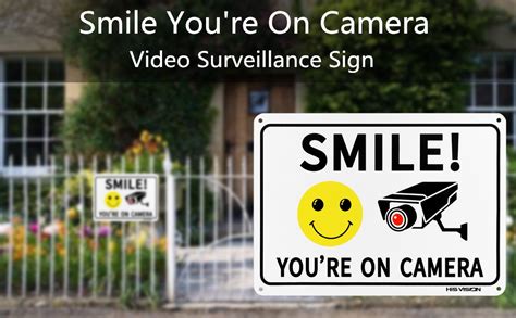 2 Pack Smile Youre On Camera Video Surveillance Sign 10x7 Rust