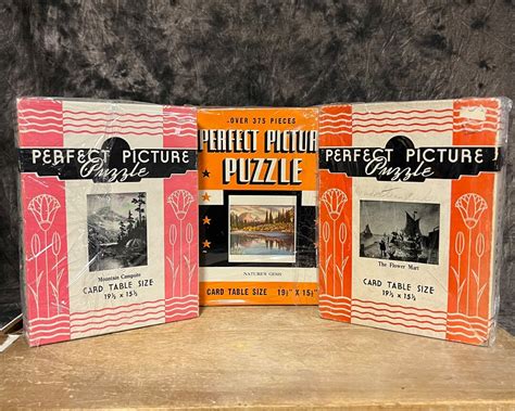 Set 3 Vintage Jigsaw Puzzles Perfect Picture Puzzle Black And White