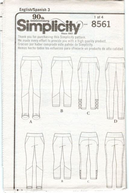 Simplicity 8561 Sewing Pattern Ladies Up For Anything Leggings Yoga