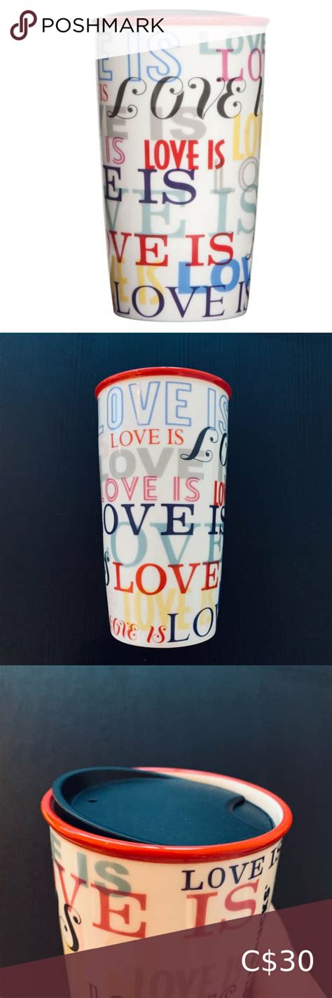 Starbucks 2017 Love Is Hot Drink Stoneware Tall Ceramic Travel Mug