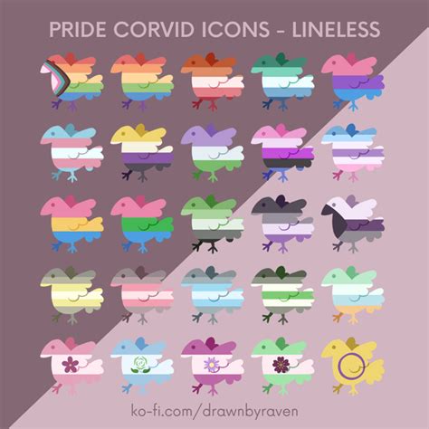 pride corvids 2 0 icons lineless raven s ko fi shop ko fi ️ where creators get support