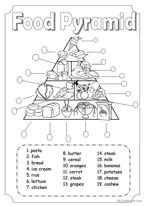 Food Pyramid English ESL Worksheets Pdf Doc