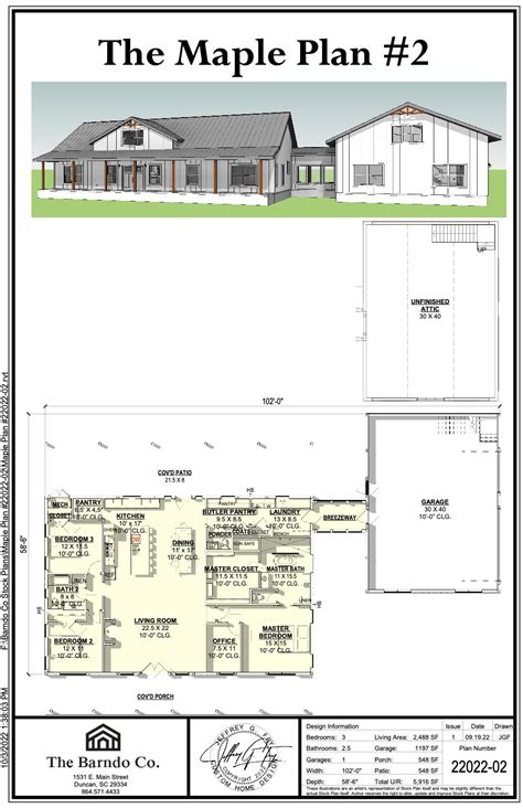 50x100 Barndominium Floor Plans With Shop The Maple Plan 2