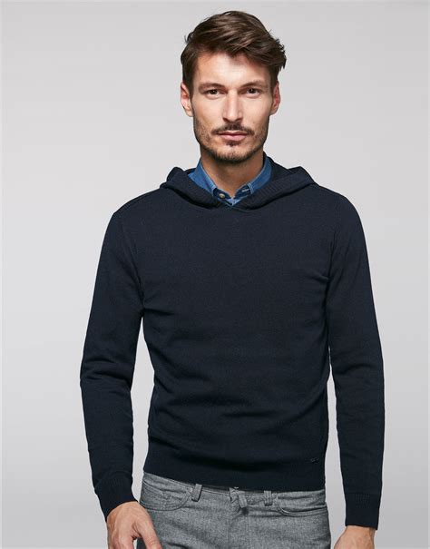 Pull à Capuche Bleu Marine Homme Ah2019 Roberto Verino