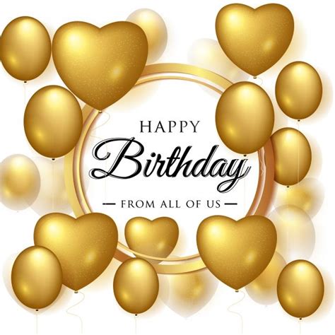 Vector Birthday Elegant Greeting Card With Gold Balloons Birthday