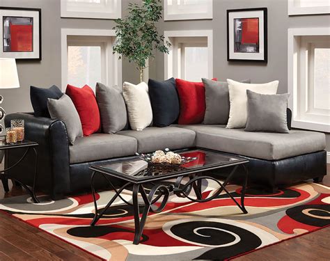 How to decorate a living room with the colors of red, grey, and black. grey couch living room red - Google Search | Red living room decor