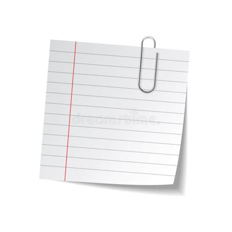 Realistic Sticky Note Sheet Blank Lined Paper Vector Illustration