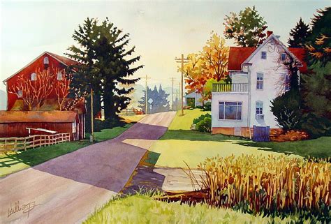 The Country Road By Mick Williams Road Painting Building Art