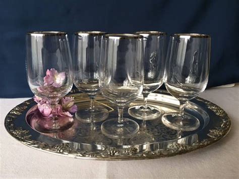 Vintage Lenox Silver Rim Wine Glasses Set Of 5 Silver Rim Antique Items Vintage Items Elegant