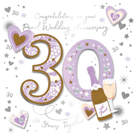 Pearl 30th Embellished Anniversary Greeting Card Cards