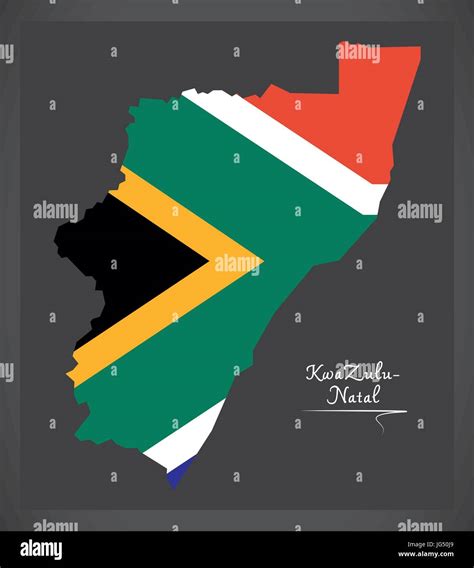 Kwazulu Natal South Africa Map With National Flag Illustration Stock