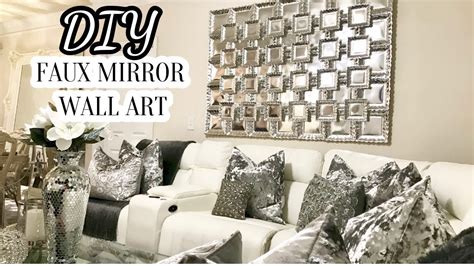 What a great way to make a full wall home decor piece with all dollar store products. DIY Faux Mirror Wall Art | Home Decor DIY 2017 - YouTube