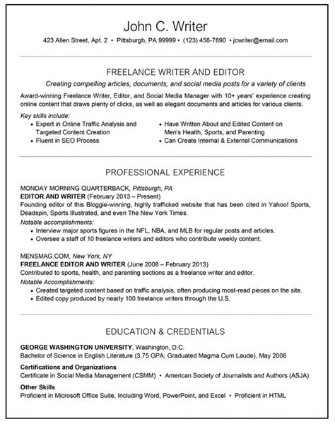 How To List Freelance Work On Resume Resume Writing Lab